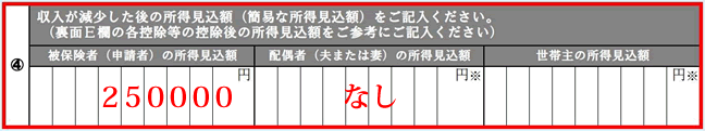 【図表５】所得の申立書の「所得見込額」の記入