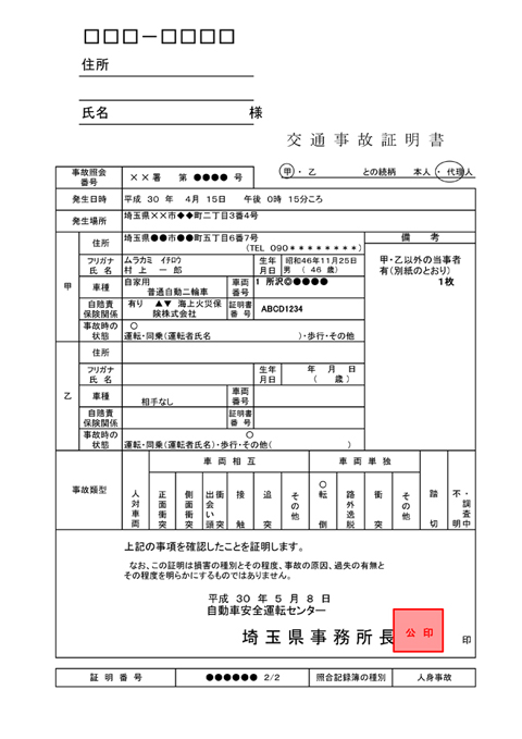 【図表３】交通事故証明書