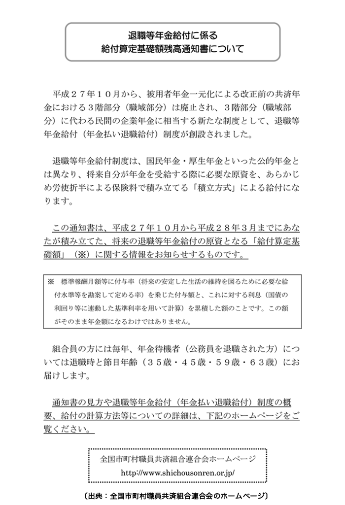 図表② 退職等年金給付に係る算定基礎額残高通知書について