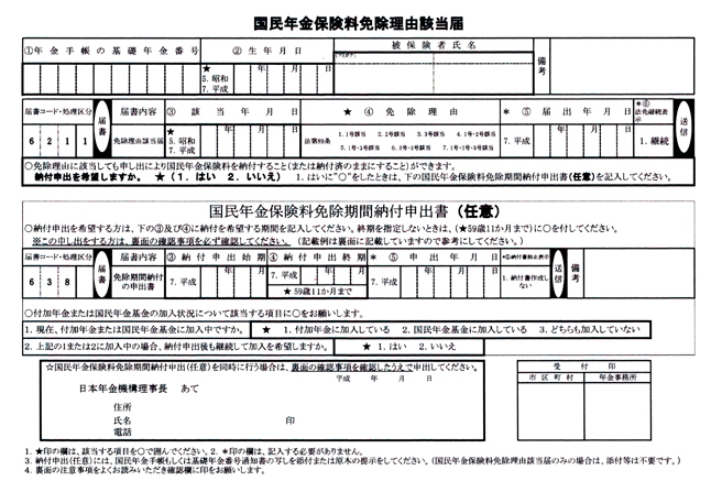 図表４国民年金保険料免除理由該当届