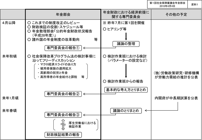 図　年金部会における当面の議論の進め方