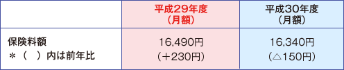 表４　平成29年度の国民年金保険料