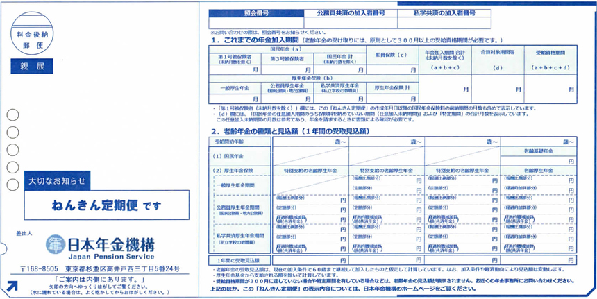 図1-2 平成27年12月以降に送付する「ねんきん定期便」 50歳以上の人