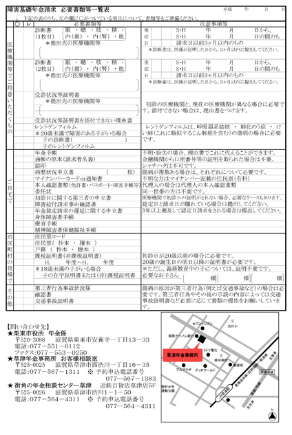 書類④　障害基礎年金請求 必要書類等一覧表