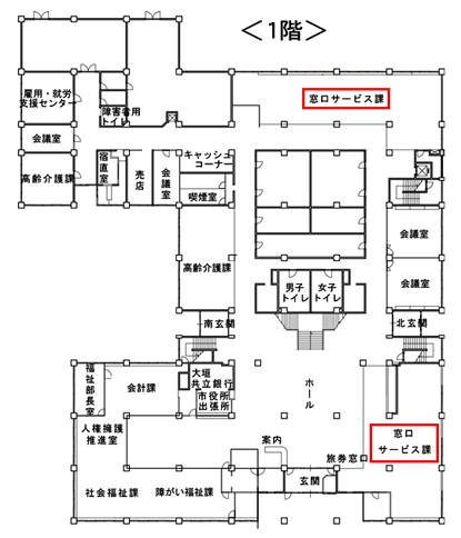 資料３　旧市役所本庁舎１階案内図［現在］