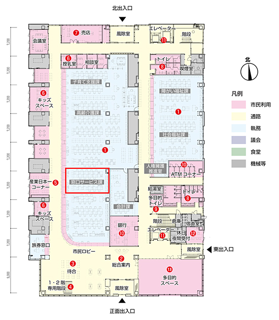 資料４　新市役所本庁舎１階案内図［平成32年冬竣工予定］