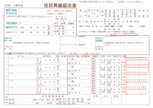 入間市の「住民移動届出書」写真３